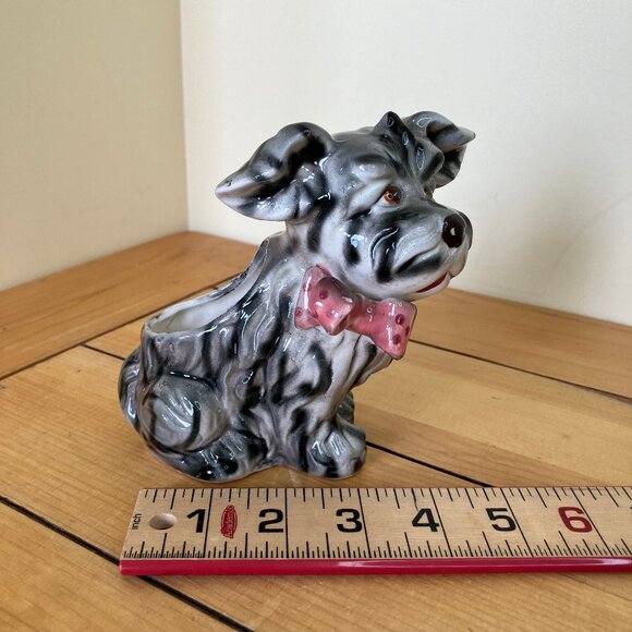 Puppy Dog Ceramic Vase Planter Vintage Made in Japan Big Eye Terrier S1042 Nanco - Picture 8 of 9